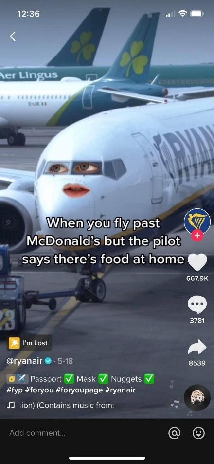 Ryan air tiktok